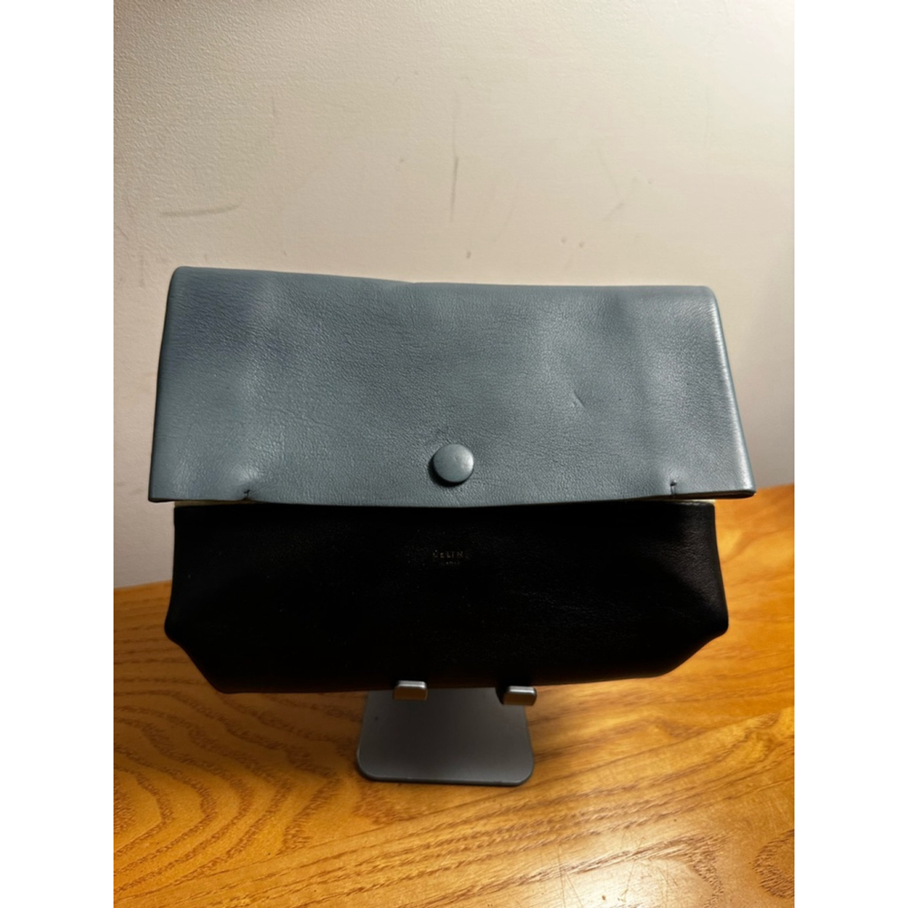Celine Blue & Black Colorblock Leather Clutch